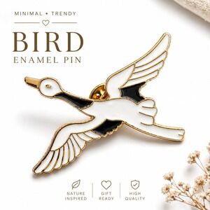 Flying Bird Enamel Pin Crane Stork Brooch Minimalist Animal Aesthetic Accessory